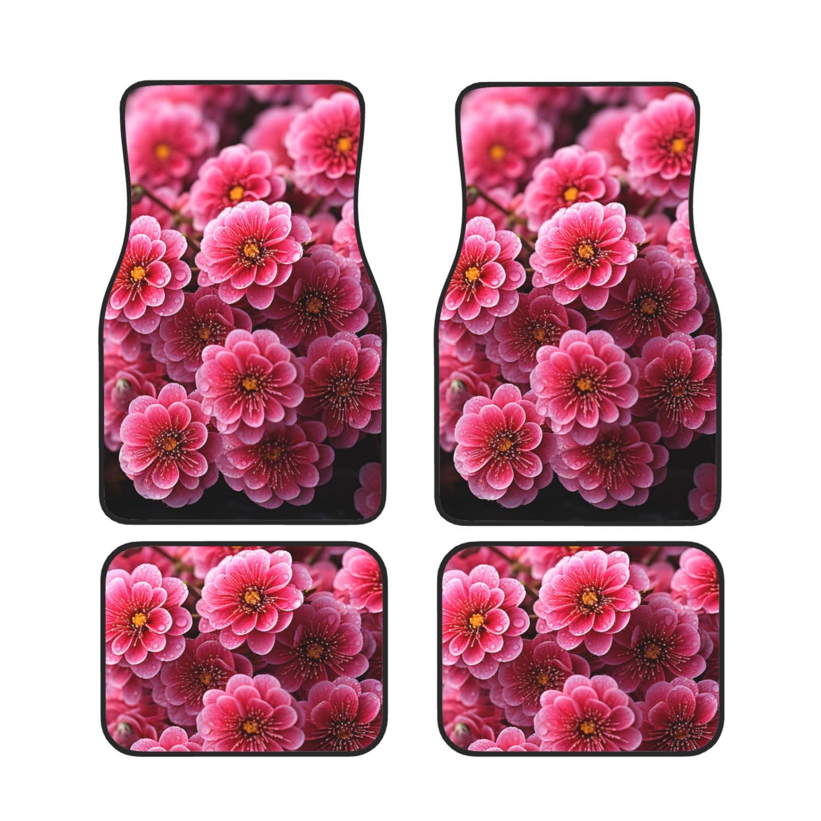Blühende rosa Blumen Auto-Fußmatten, 4-teilig, universelle Auto-Fußmatten, Blühende rosa Blumen Automatten-Set, Gummifußmatten für Autos, rutschfeste Auto-Fußpolster, Auto-Teppich-Dekor, Fersenpolster Blühende rosa Blumen Auto-Fußmatten, 4-teilig, universelle Auto-Fußmatten, Blühende rosa Blumen Automatten-Set, Gummifußmatten für Autos, rutschfeste Auto-Fußpolster, Auto-Teppich-Dekor, Fersenpolster von Anceky