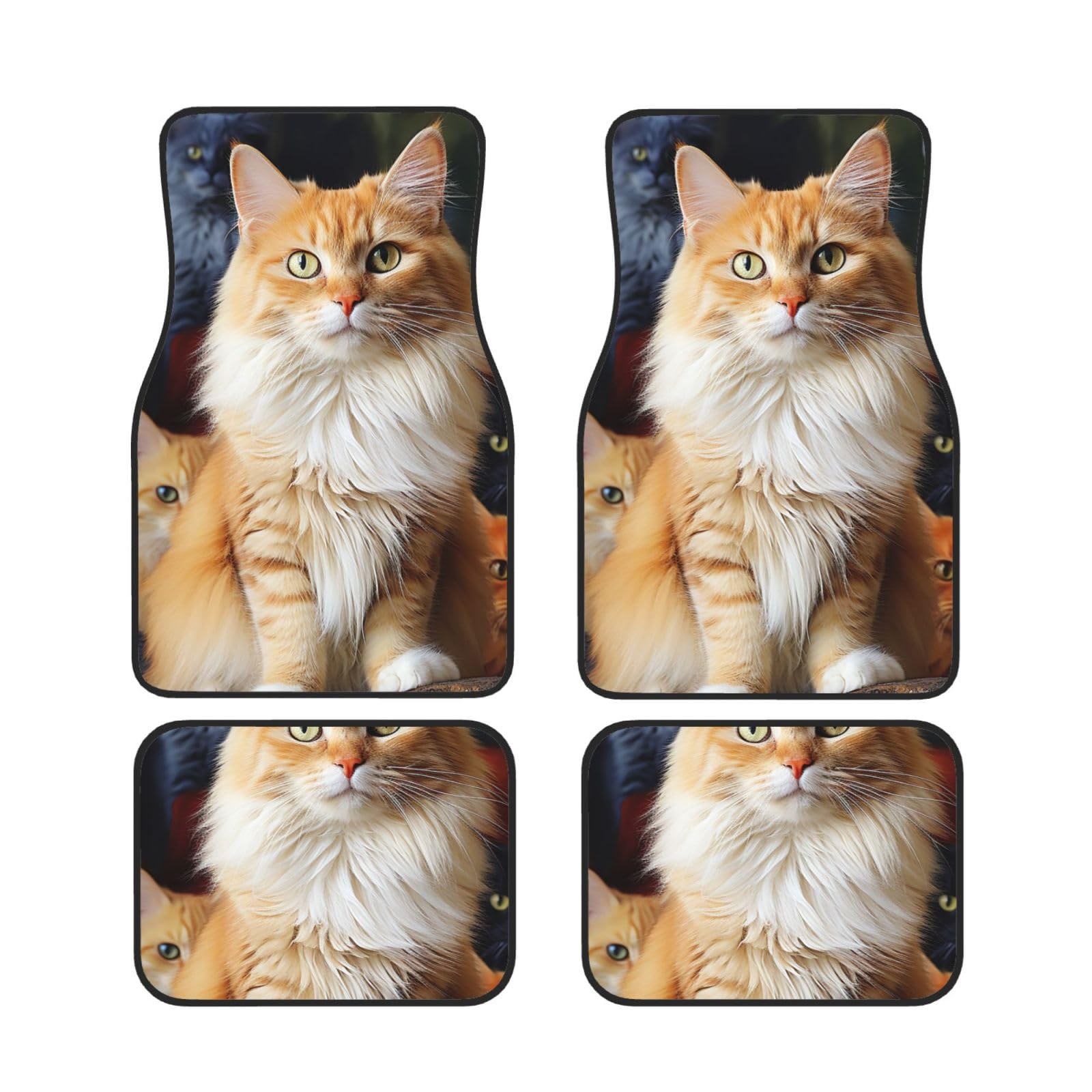 Katzen-Tier-Auto-Fußmatten, 4-teilig, universelle Auto-Fußmatten, Katzen-Tier-Automatten-Set, Gummi-Fußmatten für Autos, rutschfeste Auto-Fußpolster, Auto-Teppich-Dekor, Fersenpolster für die meisten Katzen-Tier-Auto-Fußmatten, 4-teilig, universelle Auto-Fußmatten, Katzen-Tier-Automatten-Set, Gummi-Fußmatten für Autos, rutschfeste Auto-Fußpolster, Auto-Teppich-Dekor, Fersenpolster für die meisten von Anceky