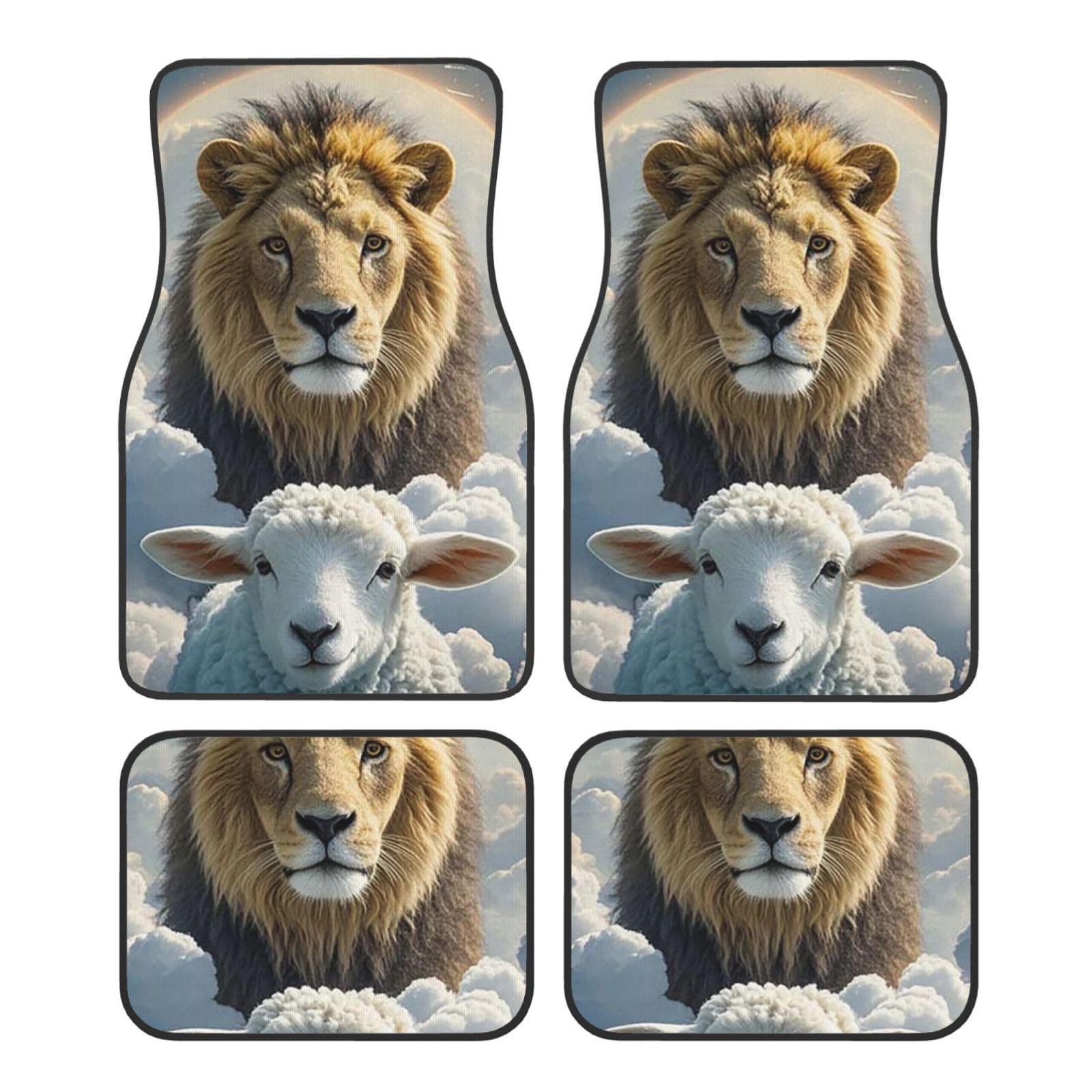 Lamb With A Lion Clouds1 Auto-Fußmatten, 4-teilig, universelle Auto-Fußmatten, Lamb with A Lion Clouds1 Autoteppich-Set, Gummifußmatten für Autos, rutschfeste Auto-Fußpolster, Auto-Teppich-Dekor, Fers Lamb With A Lion Clouds1 Auto-Fußmatten, 4-teilig, universelle Auto-Fußmatten, Lamb with A Lion Clouds1 Autoteppich-Set, Gummifußmatten für Autos, rutschfeste Auto-Fußpolster, Auto-Teppich-Dekor, Fers von Anceky