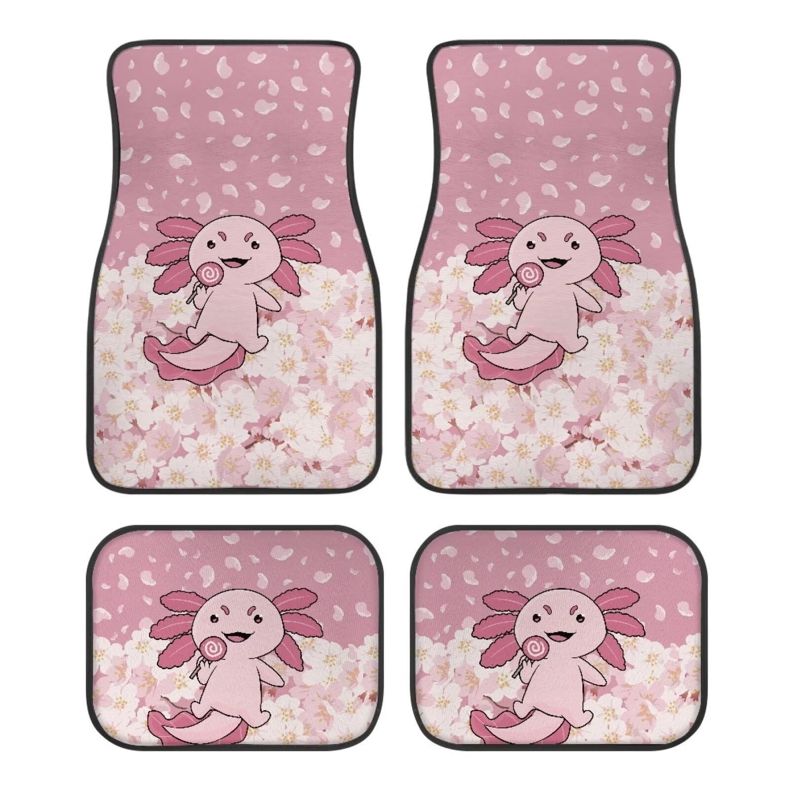 Niedliche Axolotl-Kirschblüten, niedlicher Axolotl-Kirschblüten-Aufdruck, Bodenfußmatten für vorne und hinten, 4-teiliges Set, Autozubehör, universelle Autobodenteppiche, dekorative Teppiche, Matten, Niedliche Axolotl-Kirschblüten, niedlicher Axolotl-Kirschblüten-Aufdruck, Bodenfußmatten für vorne und hinten, 4-teiliges Set, Autozubehör, universelle Autobodenteppiche, dekorative Teppiche, Matten, von Anceky
