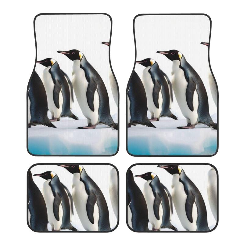 Pinguine Auto-Fußmatten, 4-teilig, universelle Auto-Fußmatten, Pinguine Autoteppich-Set, Gummifußmatten für Autos, rutschfeste Auto-Fußpolster, Auto-Teppich-Dekor, Fersenpolster für die meisten Fahrze von Anceky