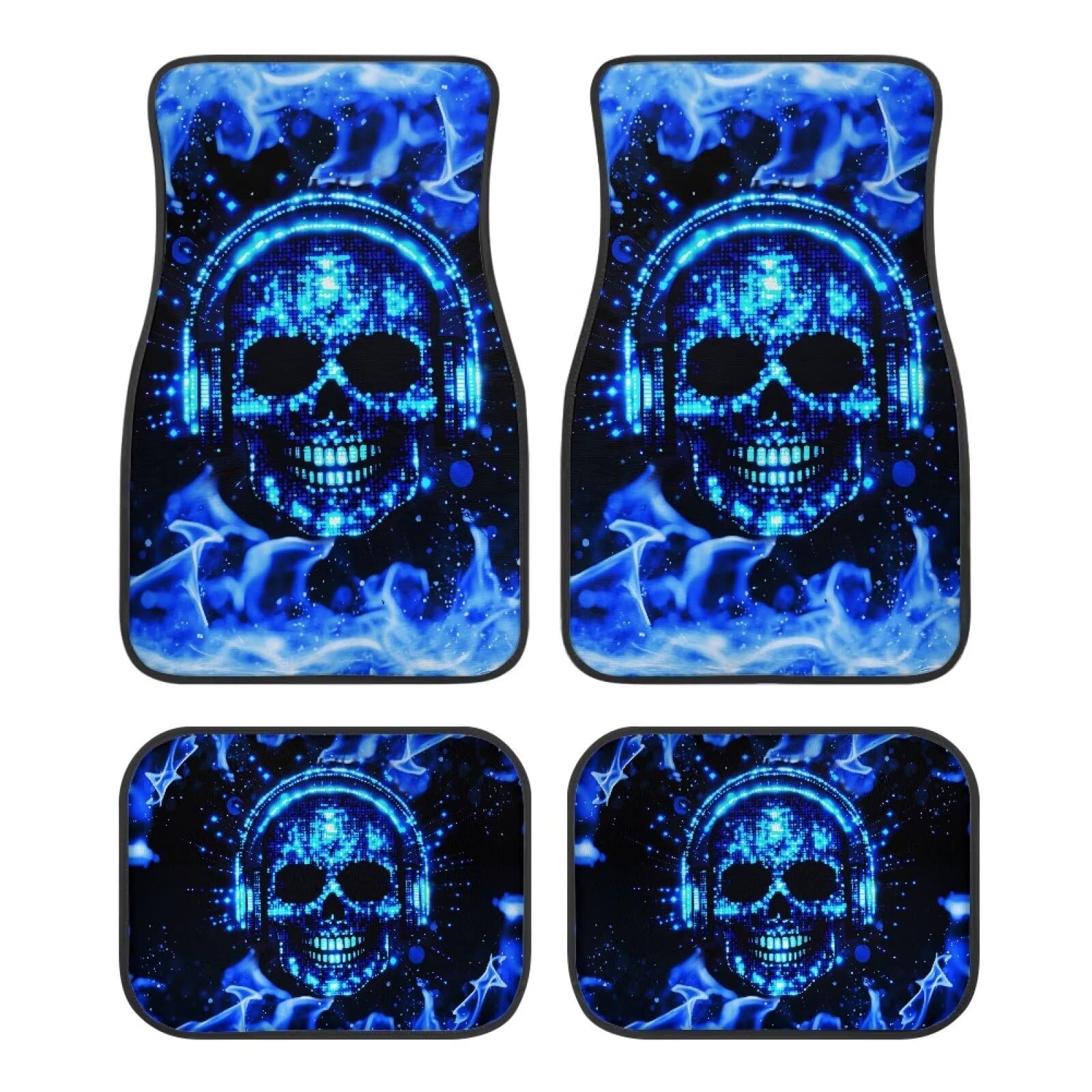 Totenkopf-Feuer-Totenkopf-Feuer-Druck, 4-teiliges Set mit Auto-Innenteppichen, Autozubehör, komplettes Set mit Teppich-Fußmatten, Allwetterschutz, universelle Passform, geeignet für 99% Aller Autos, Totenkopf-Feuer-Totenkopf-Feuer-Druck, 4-teiliges Set mit Auto-Innenteppichen, Autozubehör, komplettes Set mit Teppich-Fußmatten, Allwetterschutz, universelle Passform, geeignet für 99% Aller Autos, von Anceky