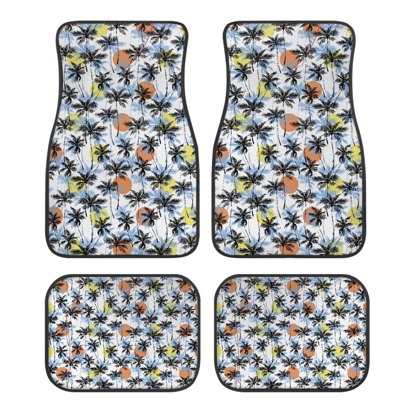 Tropischer Baum, Tropenbaum-Druck, Bodenfußmatten für vorne und hinten, 4-teiliges Set, Autozubehör, universelle Autobodenteppiche, dekorative Teppiche, Matten, komplettes Set, Allwetterschutz, Innent Tropischer Baum, Tropenbaum-Druck, Bodenfußmatten für vorne und hinten, 4-teiliges Set, Autozubehör, universelle Autobodenteppiche, dekorative Teppiche, Matten, komplettes Set, Allwetterschutz, Innent von Anceky