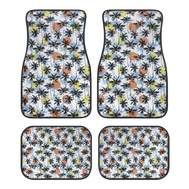 Tropischer Baum, Tropenbaum-Druck, Bodenfußmatten für vorne und hinten, 4-teiliges Set, Autozubehör, universelle Autobodenteppiche, dekorative Teppiche, Matten, komplettes Set, Allwetterschutz, Innent von Anceky