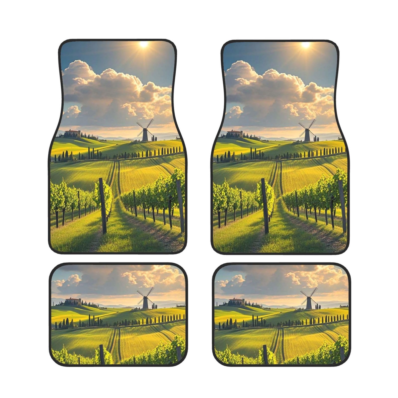 Tuscany Spring Auto-Fußmatten, 4-teilig, universelle Auto-Fußmatten, Tuscany Spring Automatten-Set, Gummi-Fußmatten für Autos, rutschfeste Auto-Fußpolster, Auto-Teppich-Dekor, Fersenpolster für die me Tuscany Spring Auto-Fußmatten, 4-teilig, universelle Auto-Fußmatten, Tuscany Spring Automatten-Set, Gummi-Fußmatten für Autos, rutschfeste Auto-Fußpolster, Auto-Teppich-Dekor, Fersenpolster für die me von Anceky