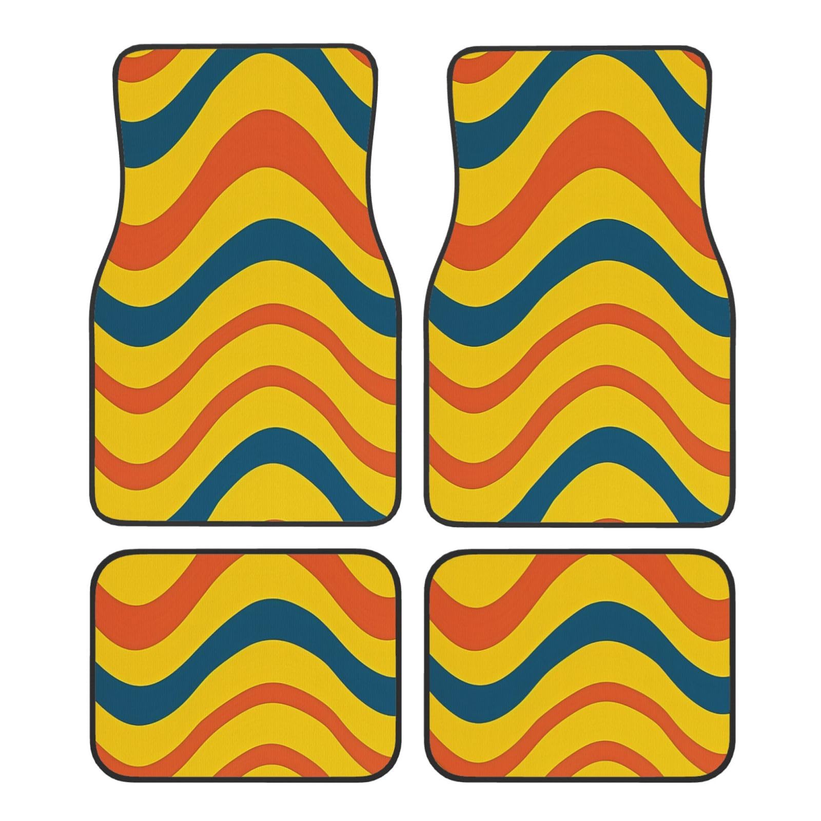 Wavy Stripe Line2 Auto-Fußmatten, 4-teilig, universelle Auto-Fußmatten, Wavy Stripe Line2 Autoteppich-Set, Gummifußmatten für Autos, rutschfeste Auto-Fußpolster, Auto-Teppich-Dekor, Fersenpolster für Wavy Stripe Line2 Auto-Fußmatten, 4-teilig, universelle Auto-Fußmatten, Wavy Stripe Line2 Autoteppich-Set, Gummifußmatten für Autos, rutschfeste Auto-Fußpolster, Auto-Teppich-Dekor, Fersenpolster für von Anceky