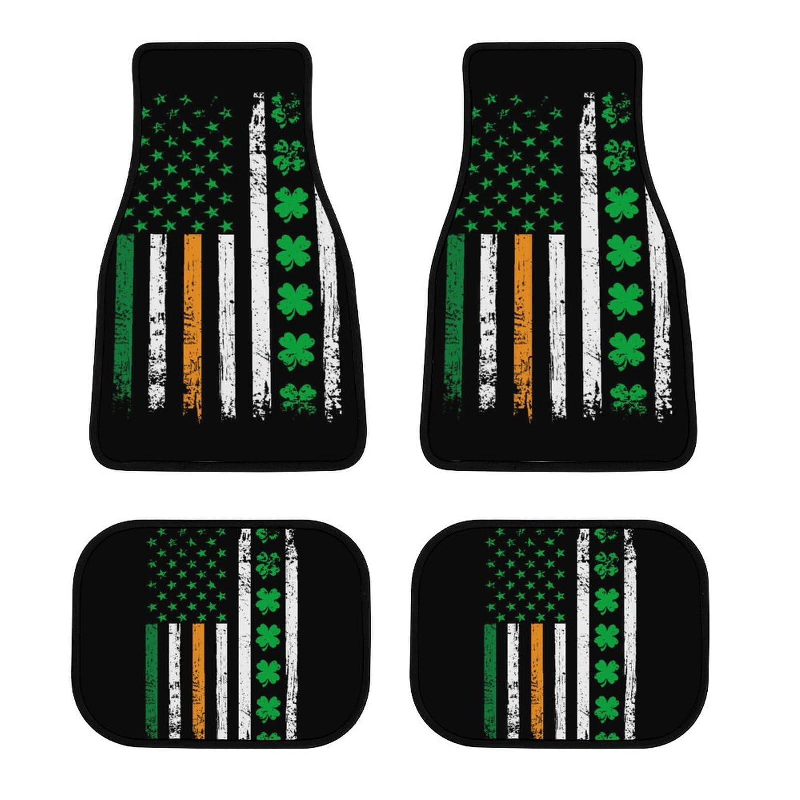 color11 Autofußmatten-Komplettset für Herren und Damen, St. Patricks Day, Kleeblatt, irische und amerikanische Flagge, Allwetter-Autofußmatte, leicht waschbar, Autoschutzteppiche, passend für die meis color11 Autofußmatten-Komplettset für Herren und Damen, St. Patricks Day, Kleeblatt, irische und amerikanische Flagge, Allwetter-Autofußmatte, leicht waschbar, Autoschutzteppiche, passend für die meis von Anceky