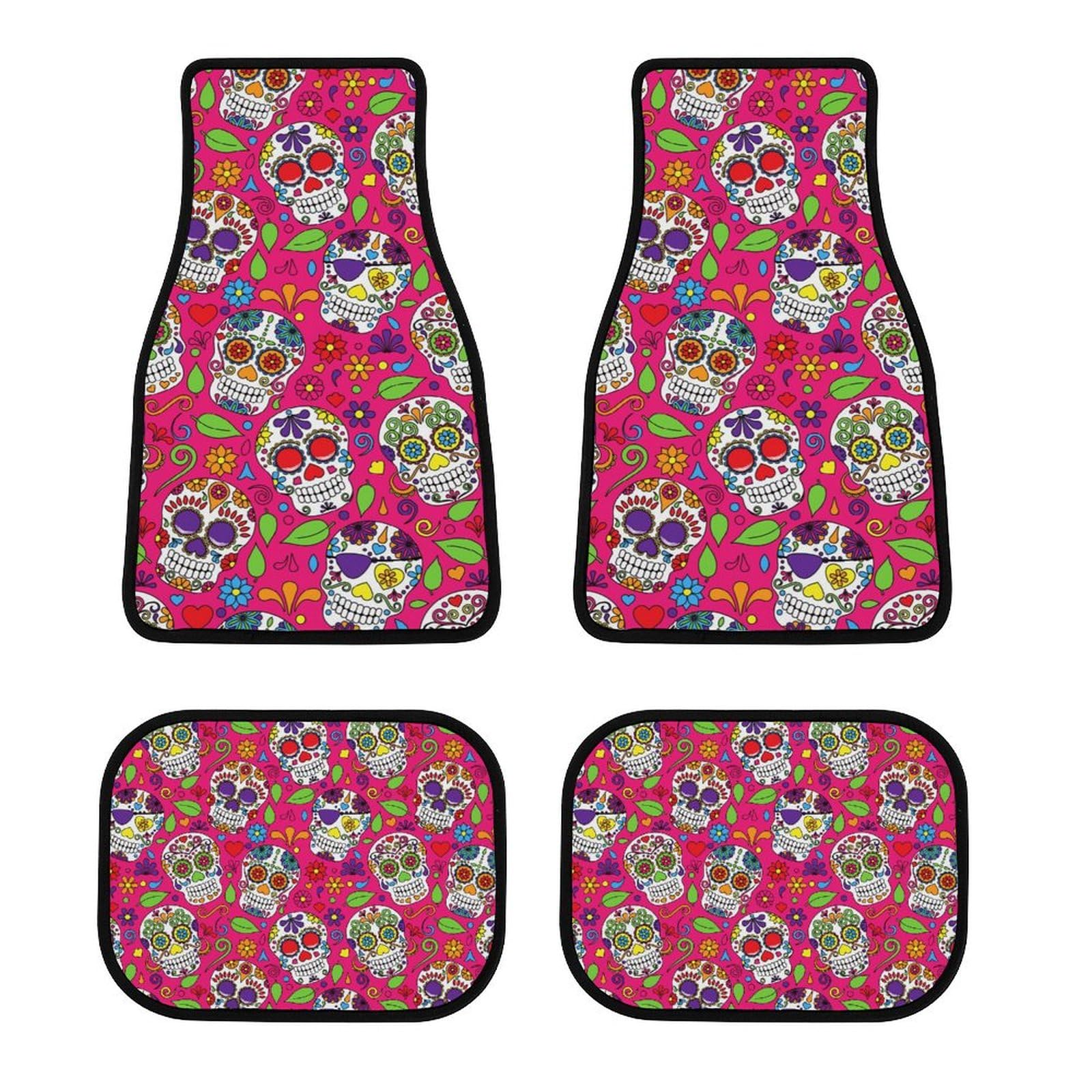 color12 4-teiliges Set mit Auto-Fußmatten mit Aufschrift „Day Dead Mexican Sugar Skull, universelle Passform für Autos, SUVs und Limousinen color12 4-teiliges Set mit Auto-Fußmatten mit Aufschrift „Day Dead Mexican Sugar Skull, universelle Passform für Autos, SUVs und Limousinen von Anceky