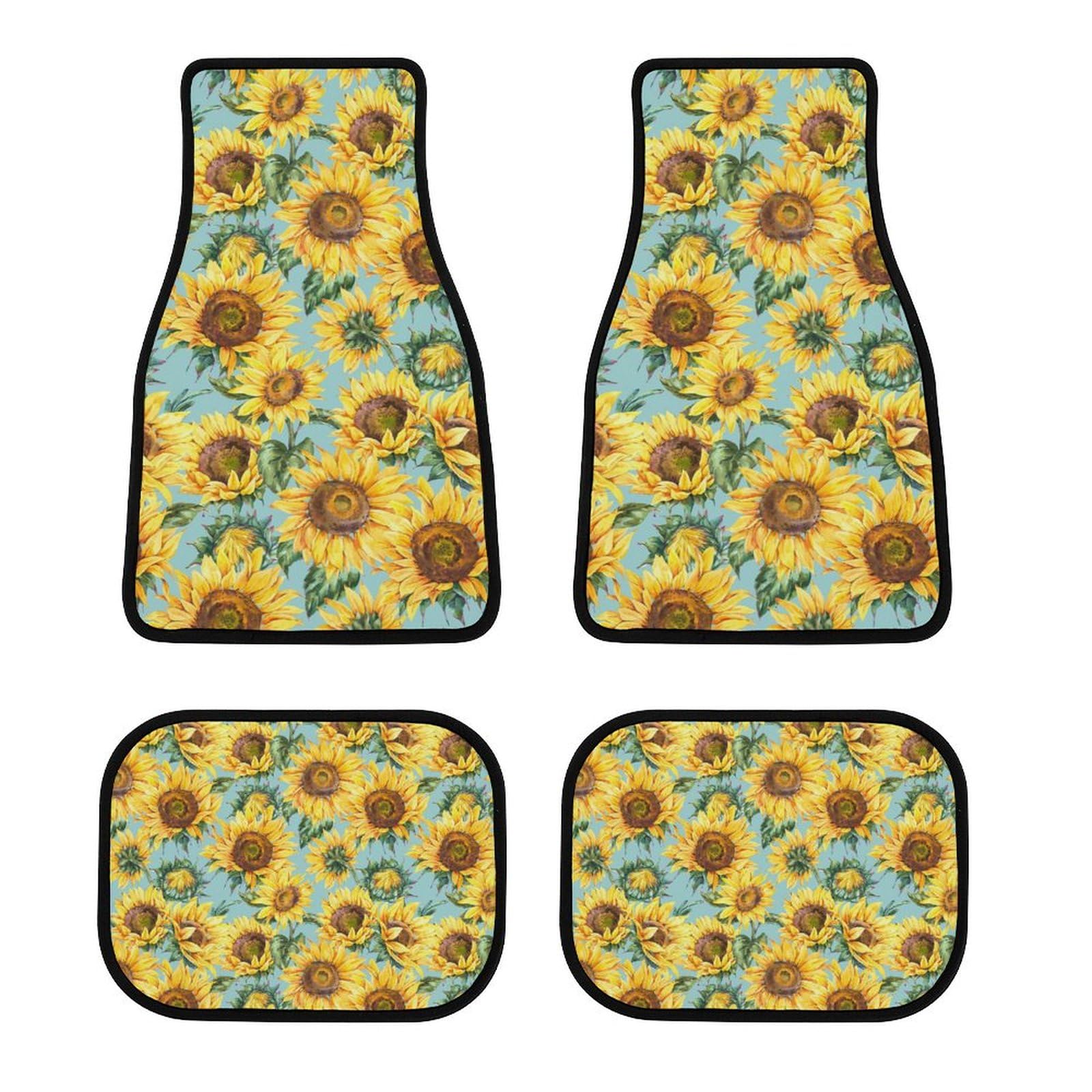 color12 Autofußmatten-Komplettset für Herren und Damen, Blumenmuster, rustikale Blumen, Aquarell, Sonnenblume, Allwetter-Autofußmatte, leicht waschbar, Autoschutzteppiche, passend für die meisten Auto color12 Autofußmatten-Komplettset für Herren und Damen, Blumenmuster, rustikale Blumen, Aquarell, Sonnenblume, Allwetter-Autofußmatte, leicht waschbar, Autoschutzteppiche, passend für die meisten Auto von Anceky