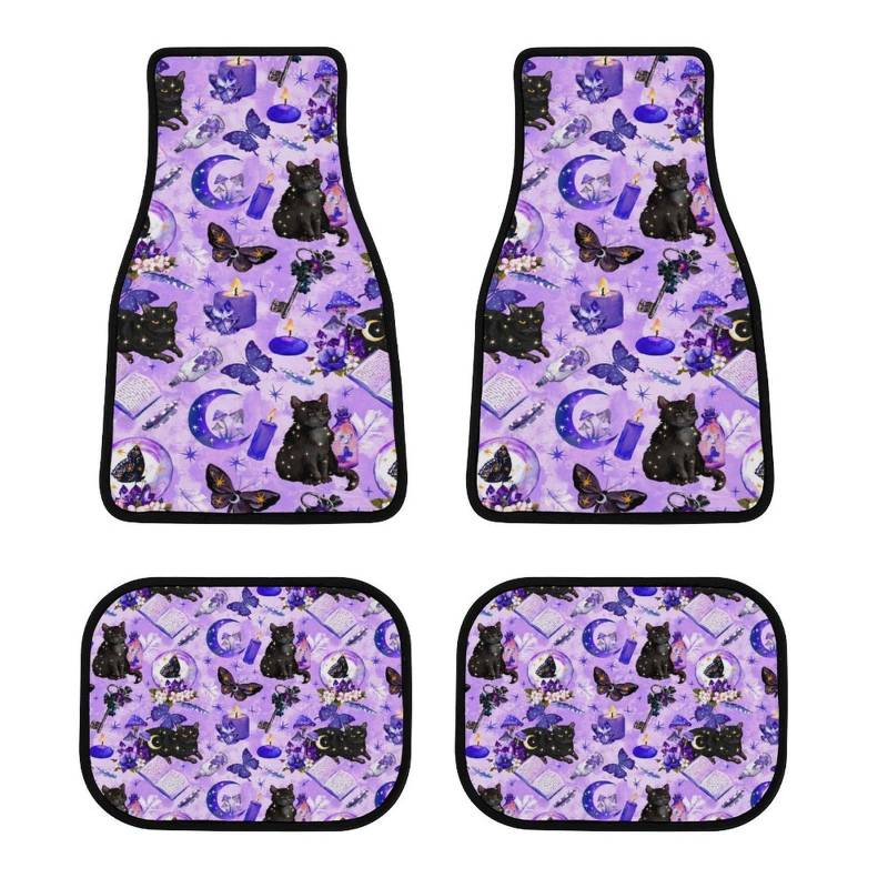color12 Fußmatten, passende Matten für Autos, LKWs, SUVs (Witchy Witch Goth Black Cat Mushroom) von Anceky