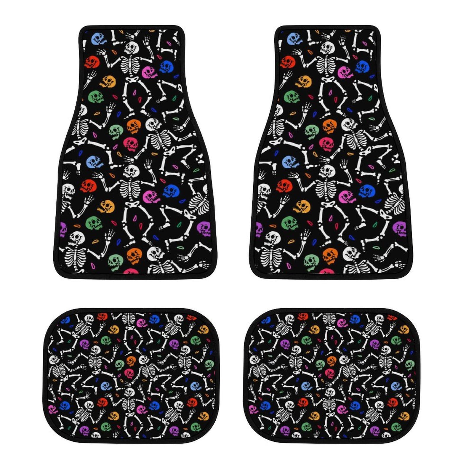color14 4-teiliges Fußmatten-Set für Auto, SUV, LKW, dick, für jedes Wetter, lustige Teppich-Fußmatten mit tanzendem Totenkopf und Skelett color14 4-teiliges Fußmatten-Set für Auto, SUV, LKW, dick, für jedes Wetter, lustige Teppich-Fußmatten mit tanzendem Totenkopf und Skelett von Anceky