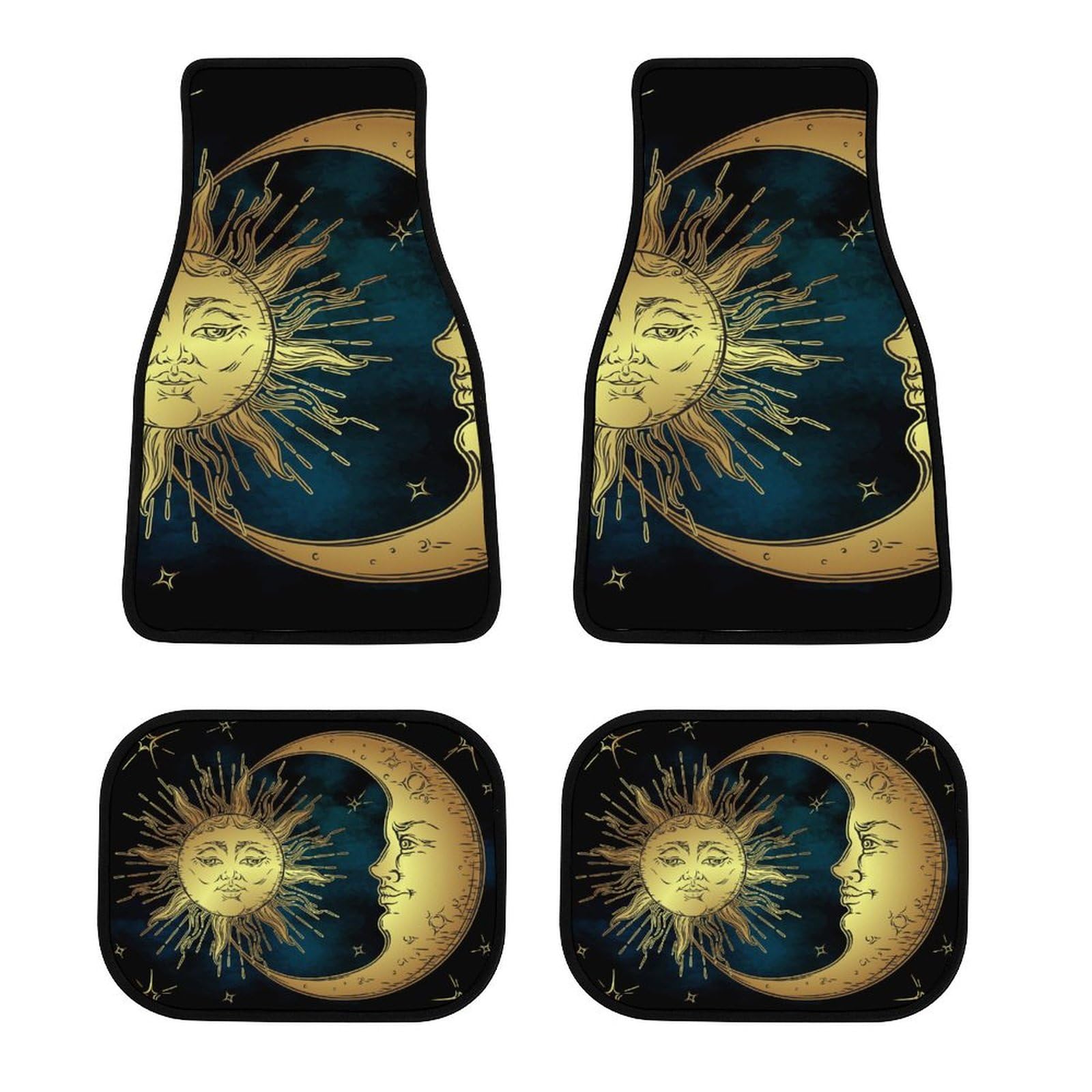 color2 Auto-Fußmatten, Boho-Gold, Sonne, Halbmond, Stern, universelle Automatten mit Anti-Rutsch-Unterseite für Damen und Herren, für SUVs, Limousinen color2 Auto-Fußmatten, Boho-Gold, Sonne, Halbmond, Stern, universelle Automatten mit Anti-Rutsch-Unterseite für Damen und Herren, für SUVs, Limousinen von Anceky