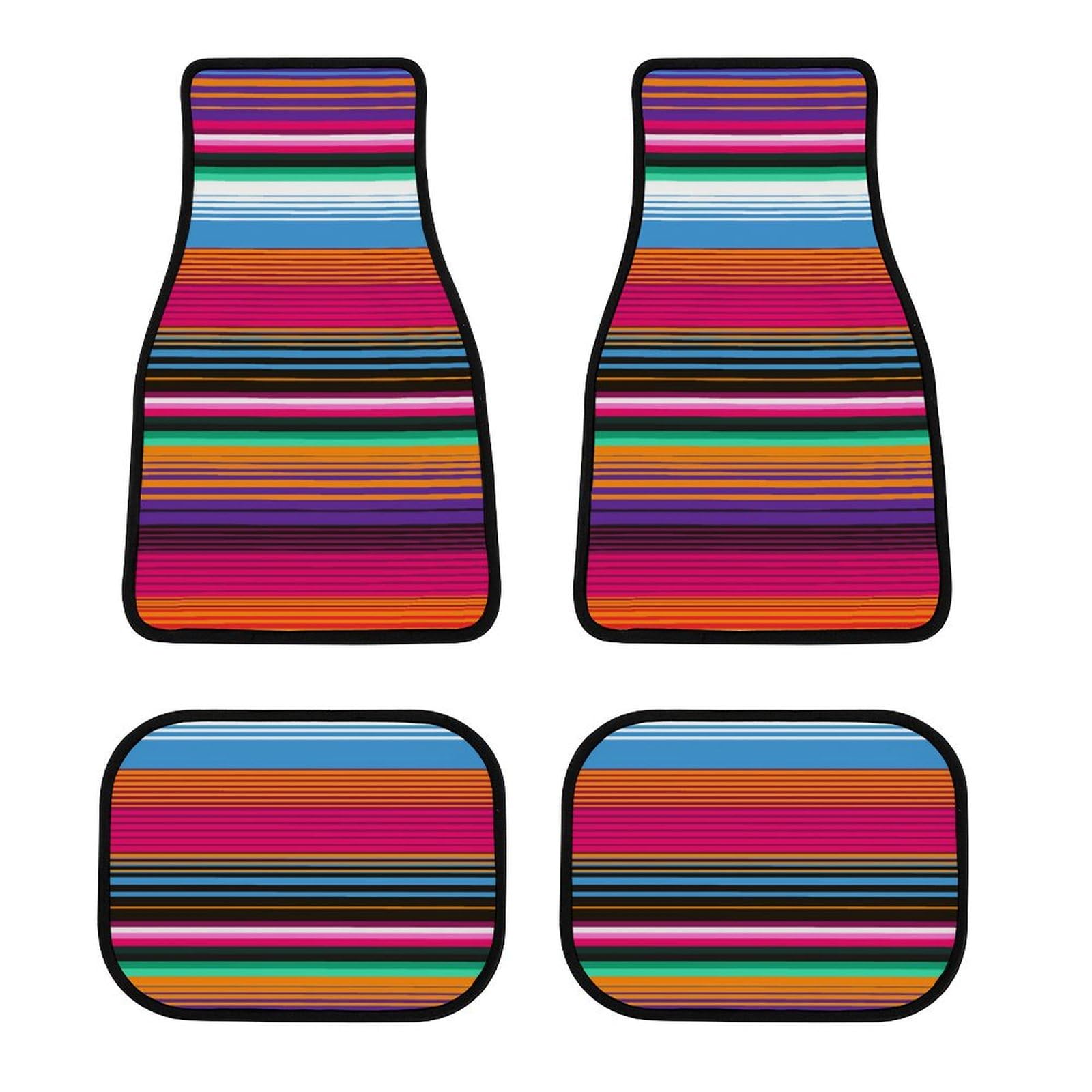 color3 4-teiliges Set mit mexikanischen Teppich-Deckenstreifen-Autofußmatten, universelle Passform für Autos, SUVs, Limousinen color3 4-teiliges Set mit mexikanischen Teppich-Deckenstreifen-Autofußmatten, universelle Passform für Autos, SUVs, Limousinen von Anceky