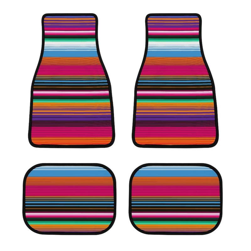 color3 4-teiliges Set mit mexikanischen Teppich-Deckenstreifen-Autofußmatten, universelle Passform für Autos, SUVs, Limousinen von Anceky