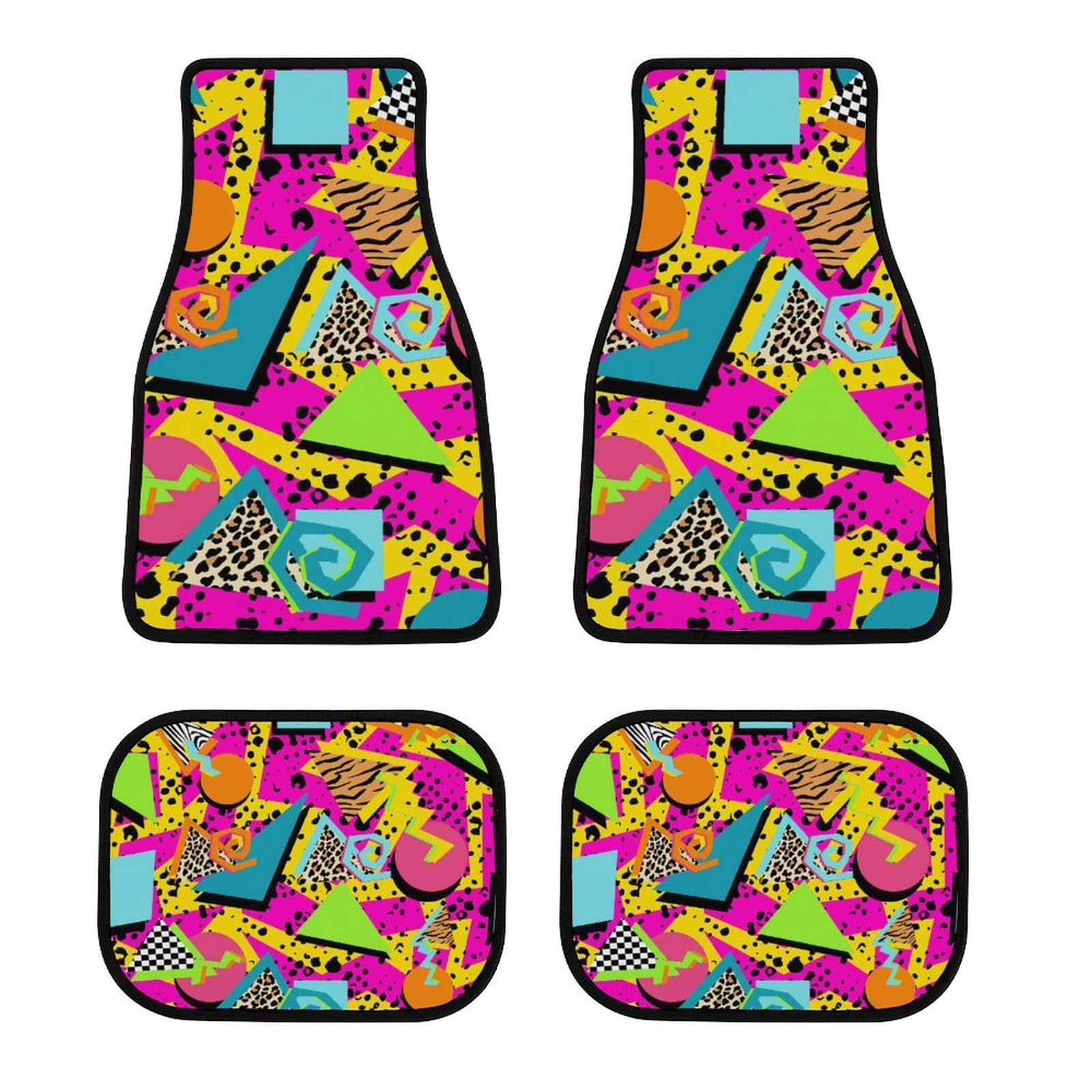 color6 Auto-Fußmatten-Set, 4-teilig, geometrisch kariert, Zebra, Tiger, Leopardenmuster, Hot Pink, Vintage, Retro, 80er- und 90er-Jahre, Auto-Fußmatten, komplettes Set, Innenraumschutz mit Rutschfeste color6 Auto-Fußmatten-Set, 4-teilig, geometrisch kariert, Zebra, Tiger, Leopardenmuster, Hot Pink, Vintage, Retro, 80er- und 90er-Jahre, Auto-Fußmatten, komplettes Set, Innenraumschutz mit Rutschfeste von Anceky