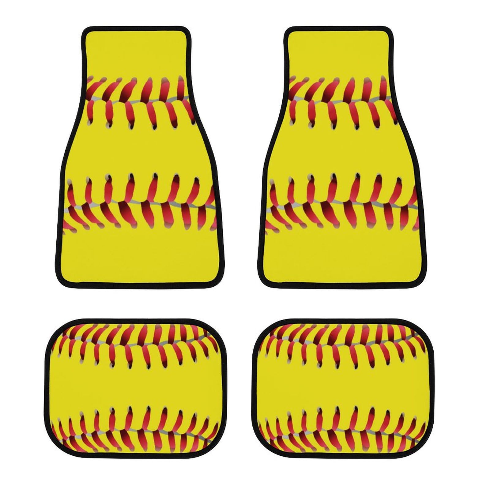 color6 Autofußmatten-Komplettset für Herren und Damen, gelber Softball, rote Streifen, Allwetter-Autofußmatte, leicht waschbar, Autoschutzteppiche, passend für die meisten Autos, 4-teilig color6 Autofußmatten-Komplettset für Herren und Damen, gelber Softball, rote Streifen, Allwetter-Autofußmatte, leicht waschbar, Autoschutzteppiche, passend für die meisten Autos, 4-teilig von Anceky