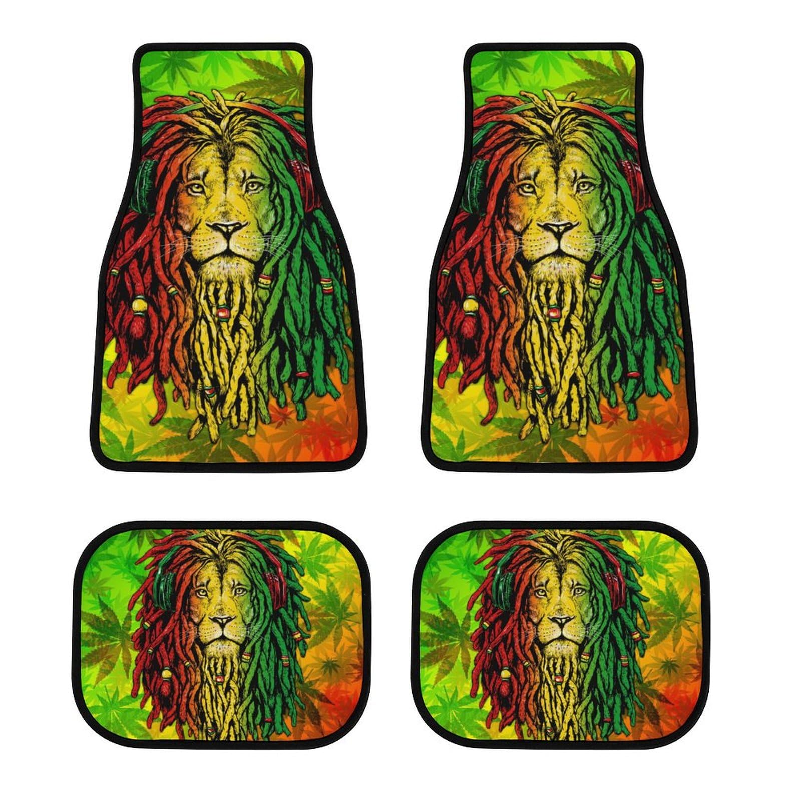 color6 Coole Autoteppichmatten mit Rasta-Flagge, Weedleaf, Rastafari, Reggae, Löwe, universelle Passform, Auto-Fußmatten mit Anti-Rutsch-Automatten für SUV, LKW, 4-teiliges Set color6 Coole Autoteppichmatten mit Rasta-Flagge, Weedleaf, Rastafari, Reggae, Löwe, universelle Passform, Auto-Fußmatten mit Anti-Rutsch-Automatten für SUV, LKW, 4-teiliges Set von Anceky