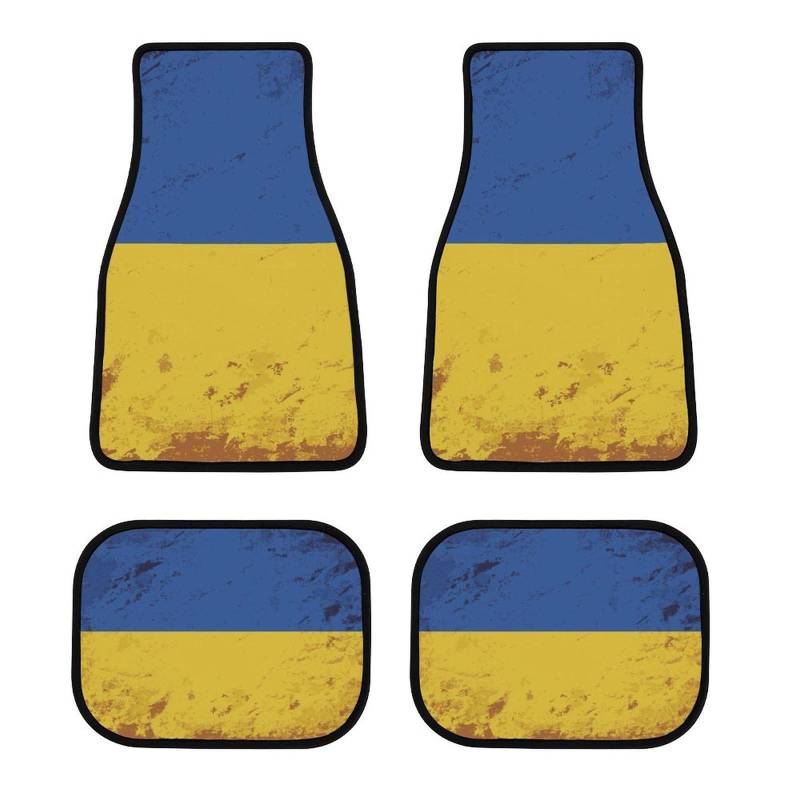 color8 Auto-Fußmatten mit ukrainischer Landesflagge, universelle Passform, komplettes Set für die meisten Autos, SUVs und LKWs von Anceky
