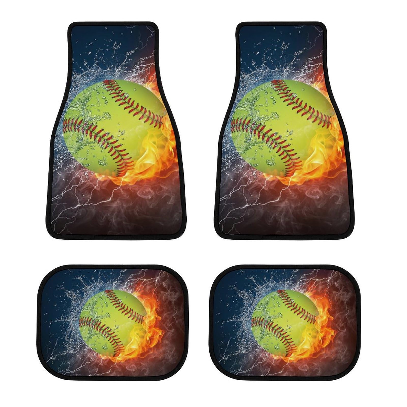 color8 Autofußmatten-Komplettset für Herren und Damen, Motiv: Eis, Wasser, Feuer, Softball, Baseball, Allwetter-Autofußmatte, leicht waschbar, Autoschutzteppiche, passend für die meisten Autos, 4-teil color8 Autofußmatten-Komplettset für Herren und Damen, Motiv: Eis, Wasser, Feuer, Softball, Baseball, Allwetter-Autofußmatte, leicht waschbar, Autoschutzteppiche, passend für die meisten Autos, 4-teil von Anceky