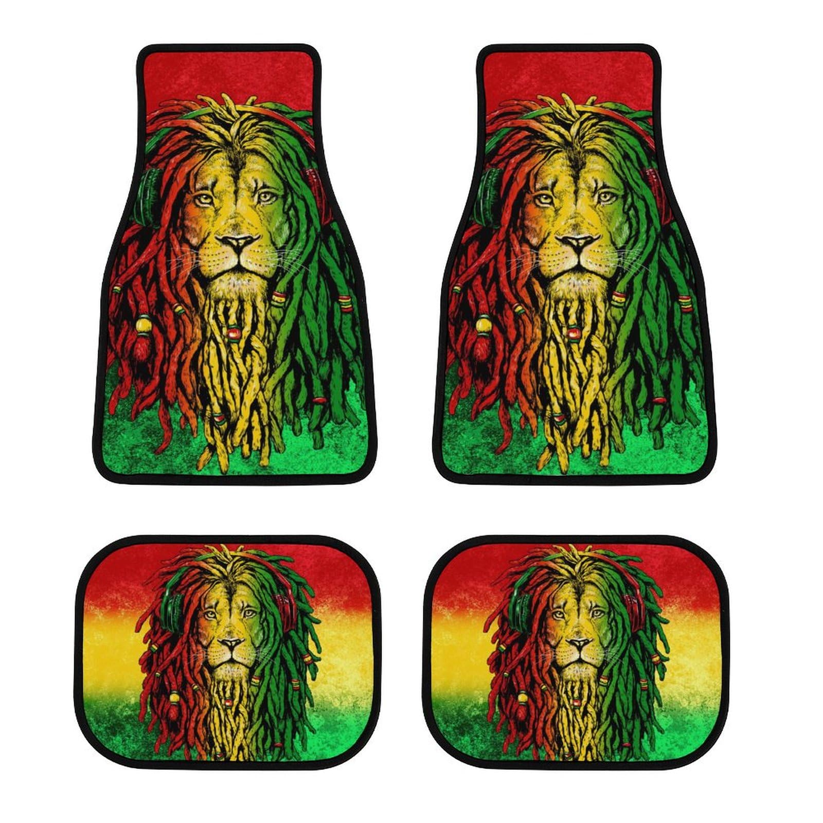 color9 Auto-Fußmatten für Allwetterschutz, universell passend für die meisten Autos, SUVs und LKWs (jamaikanische Rasta-Flagge, Rastafari, Reggae-Löwe) von Anceky