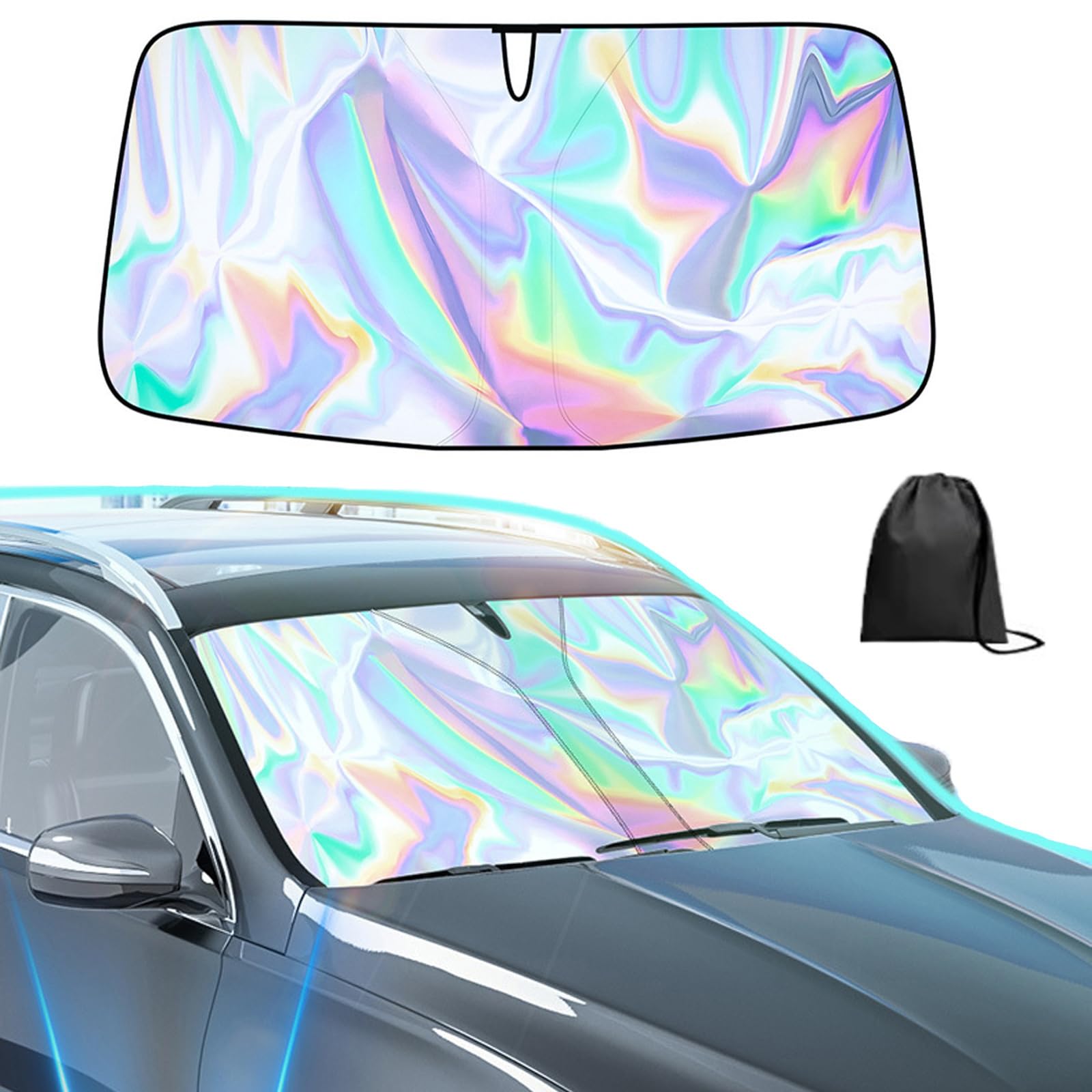 Andiwa Sonnenschutz Auto Frontscheibe, Auto Windschutzscheibe Sonnenblende, Auto Sonnenschutz Frontscheibe Innen Faltbare, Hitzeschutz Sonnenblende Vorne Faltbar, Blockiert UV-Strahlen (140x70 cm) von Andiwa