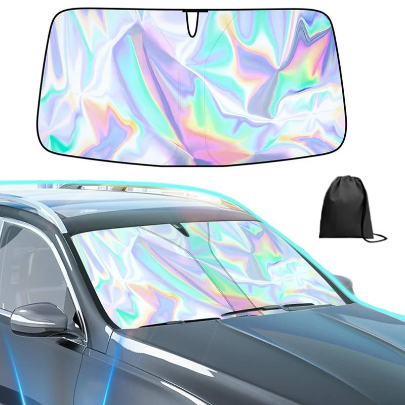 Andiwa Sonnenschutz Auto Frontscheibe, Auto Windschutzscheibe Sonnenblende, Auto Sonnenschutz Frontscheibe Innen Faltbare, Hitzeschutz Sonnenblende Vorne Faltbar, Blockiert UV-Strahlen (140x70 cm) von Andiwa