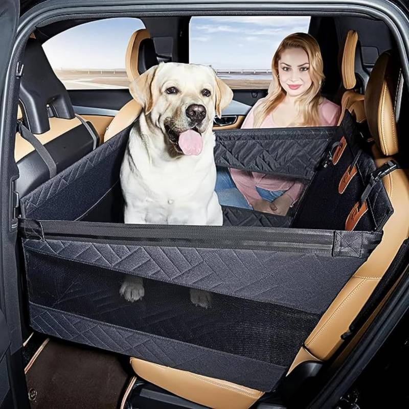 Tier-Herzen tierherzen Hunde Autositz Rückbank Erweiterung – Wasserdichtes PU-Leder Hundebett für große & mittelgroße Hunde – rutschfest, Sicher & Komfortabel (56x56x40CM) von AngLink