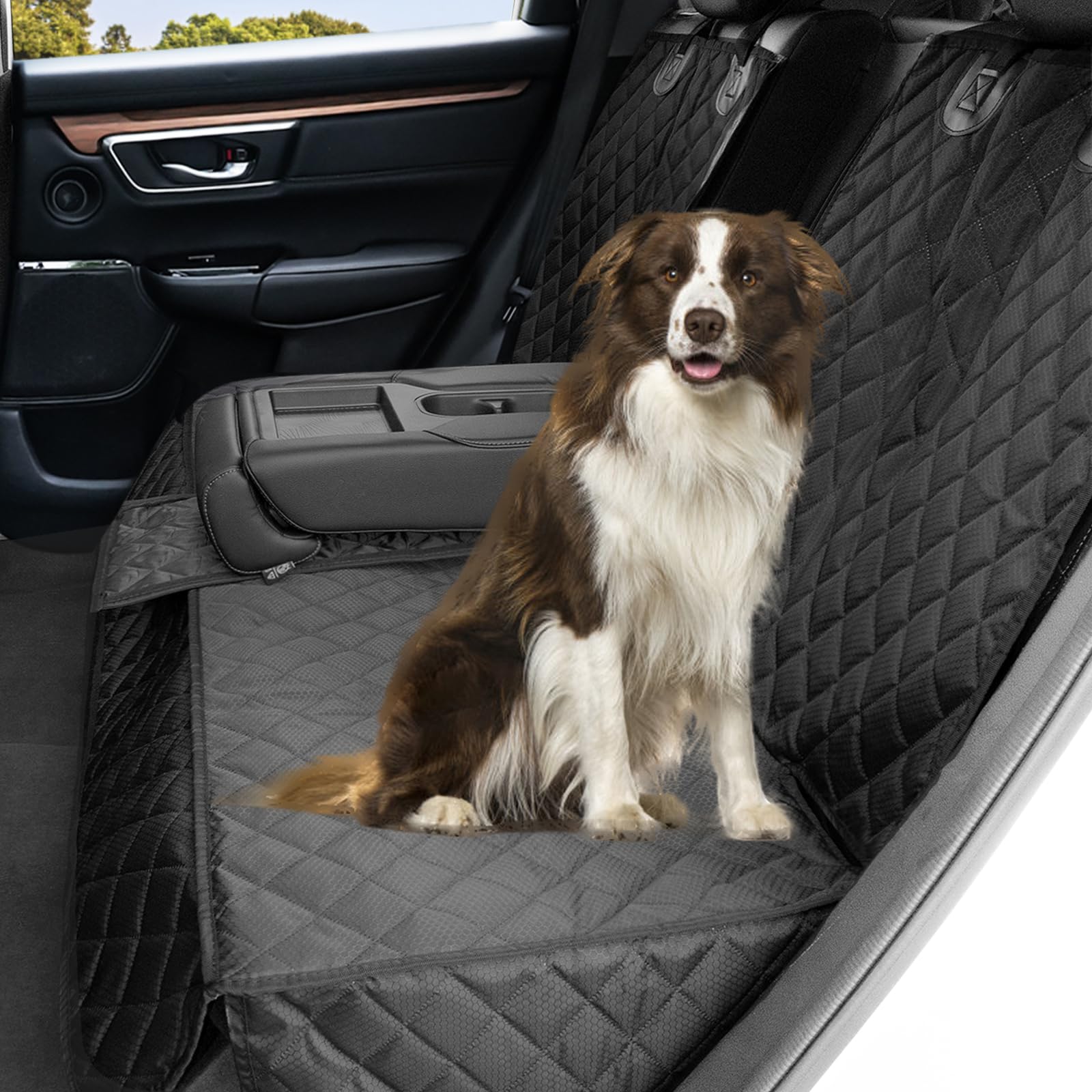 Angooni Hundedecke für Auto Rücksitz - Wasserdicht, Rutschfest, Kratzfest (135×120cm) - Universeller Hundeschutz für die Rückbank von Angooni