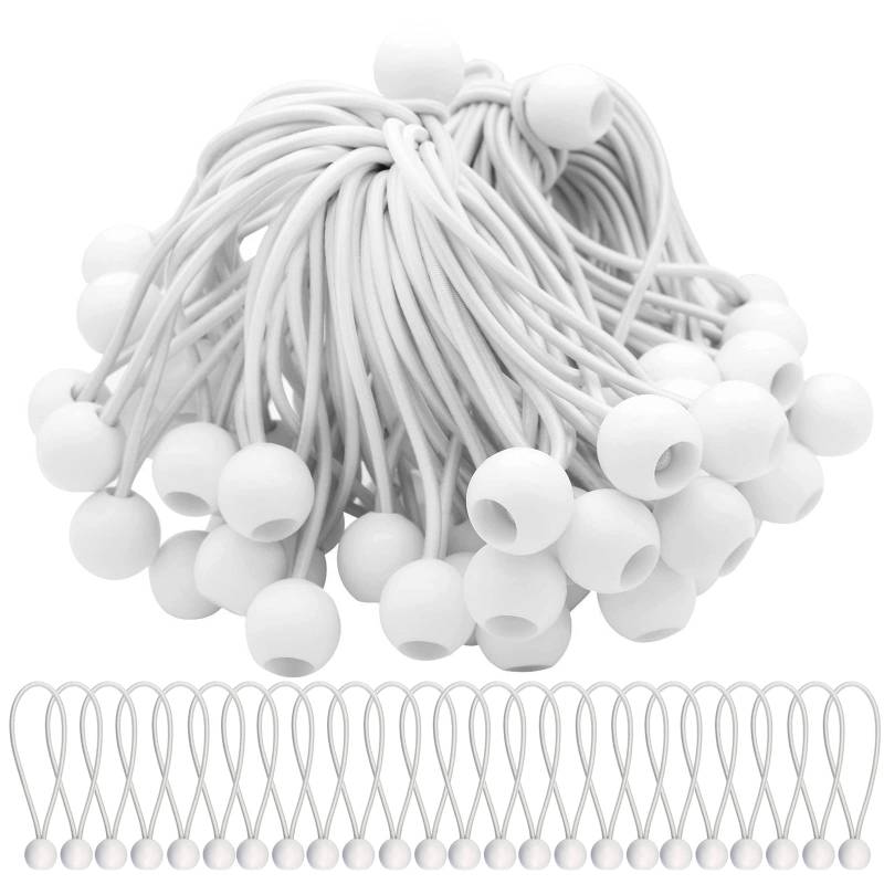 75 Stück Spanngummis mit Kugel, Planenspanner mit Kugel 15 cm, Gummispanner Zeltgummis Expanderschlingen Gummischlaufen für Planen Zelt Banner Netz Pavillions, weiß von Anjing