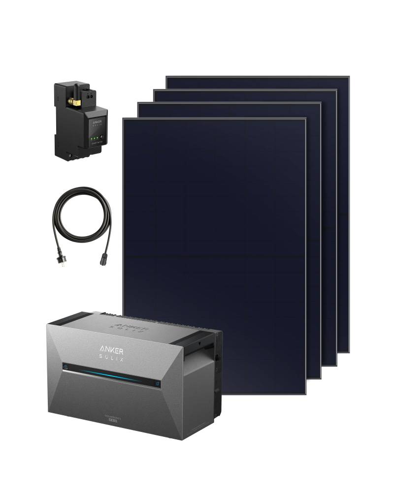 Anker SOLIX Balkonkraftwerk mit Speicher, Solarbank 3 E2700 Pro (2680Wh), 4× 455W Solarpanels, 4 MPPTs (3600W), bis zu 16kWh Kapazität, 1200W bidirektionales Laden, Anker Intelligence, Plug&Play von Anker