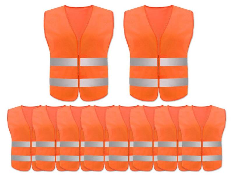 Anlising Warnweste,10PCS Orange Reflektierende Sicherheitswesten,360 Grad Reflektierenden Streifen Weste, Auto Reflektorweste,Neon Orange Reflektierend Warnweste, für Fahrern,Arbeitskräften,Erwachsene von Anlising