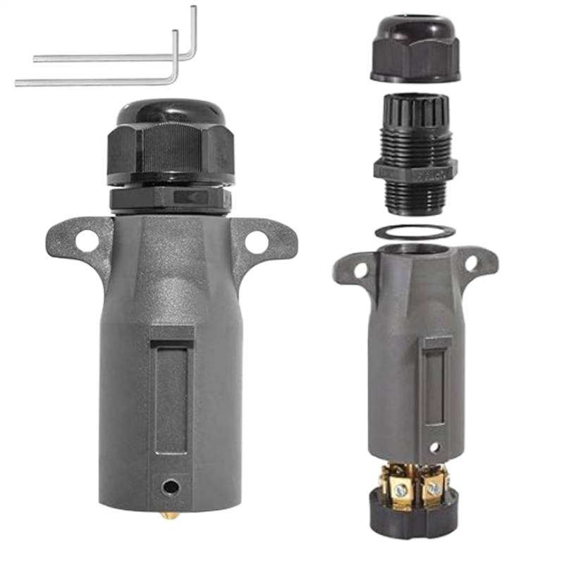 Anloximt 7-Poliger Anhängerstecker | Abnehmbarer 7-Poliger Rundstecker für Anhänger - Wasserdichter Kabeladapter Mit Schwerlast-Kabelbaum Für Boote, Rückfahrlicht & Blinker von Anloximt