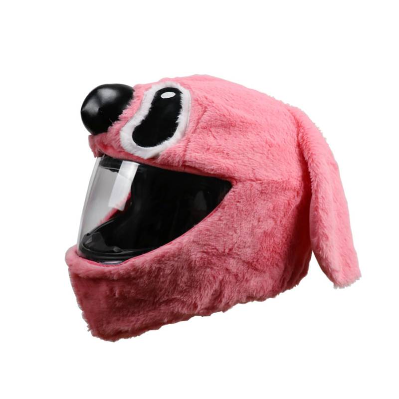 Motorradhelm Abdeckung Plüsch Vollgesichtshelm Schutzabdeckung Lustige Helmabdeckung Lustige Plüsch Tierkopf Motorradhelm Abdeckung Für Männer Frauen (Pink1) von Anloximt