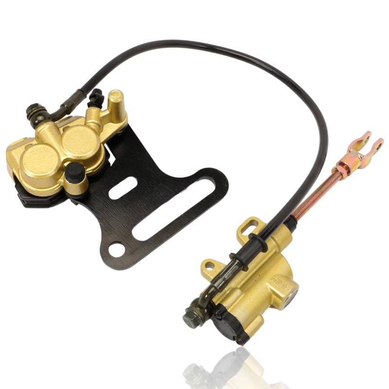 Anlseiod Bremssattel Bremsbeläge Hydraulik Bremsen Kit hinten System mit Pad Kompatibel mit 50cc 70cc 90cc 110cc 125cc 140cc 150cc Pit Dirt Bike 50 cc 12 mm(Gold) von Anlseiod