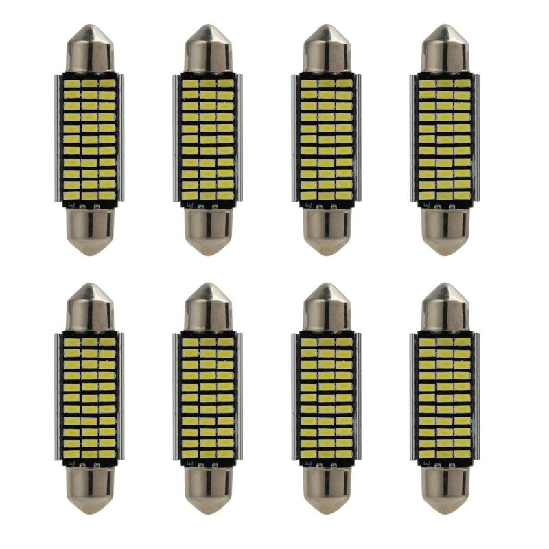 8 Stück 41mm LED Innenbeleuchtung, 12V 1.2W Birnen, Weißes Licht 6500K, Plug and Play, Mit Aluminium Kühlkörper für Effektive Wärmeableitung, Energieeffizient, Innenraum Leselampe für Auto von Anrbb