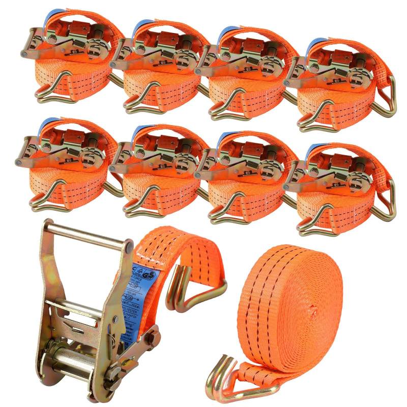 8 Stück Spanngurte mit Haken Ratsche in 6m 3000kg 3T Zweiteilig 40 mm Ratschengurt Zurrgurte 6612lb Break Strength für Ladungssicherung TÜV/GS Zertifiziert von Anttyscar