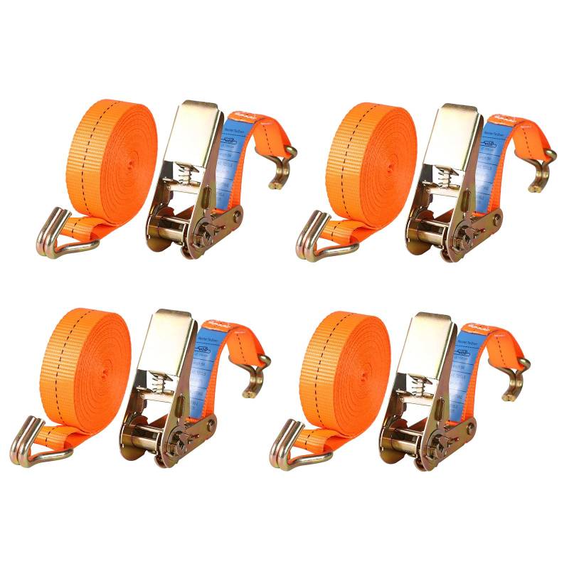 4 Stück Spanngurte mit Haken Ratsche in 5m 800kg 0.8T Zweiteilig 25 mm Ratschengurt Zurrgurte 1763lb Break Strength für Ladungssicherung TÜV/GS Zertifiziert von Anttyscar