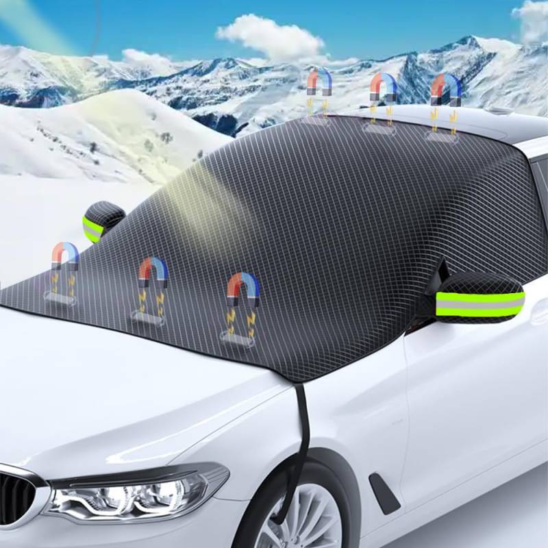 Anyingkai Frontscheibenabdeckung Winter,Windschutzscheibenabdeckung Eingebaut Magnet,Scheibenabdeckung Auto Winter,Frontscheibenabdeckung Verdicken Faltbar,Für Die Gegen,Schnee,EIS,Frost,Staub,Sonne von Anyingkai