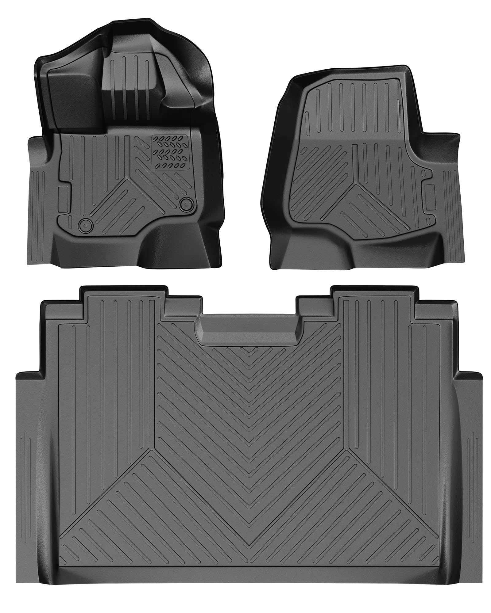 Aoile Fußmatten, kompatibel mit Ford F150, maßgeschneiderte Bodeneinlagen für 2015–2023 Ford F-150 Super Crew Cab, 1. und 2. Reihe TPE, Allwetterschutz, schwarz von Aoile