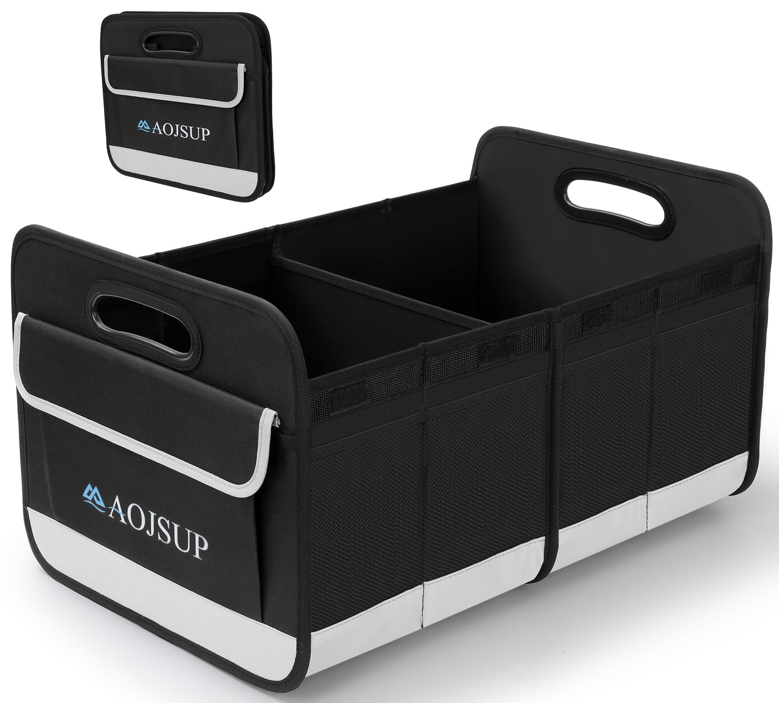 AojSup Kofferraum Organizer Faltbar, Faltbox Kofferraumtasche, Multifunktioneller Auto Organizer für Camping, Einkaufen (2 Fächer) von AojSup