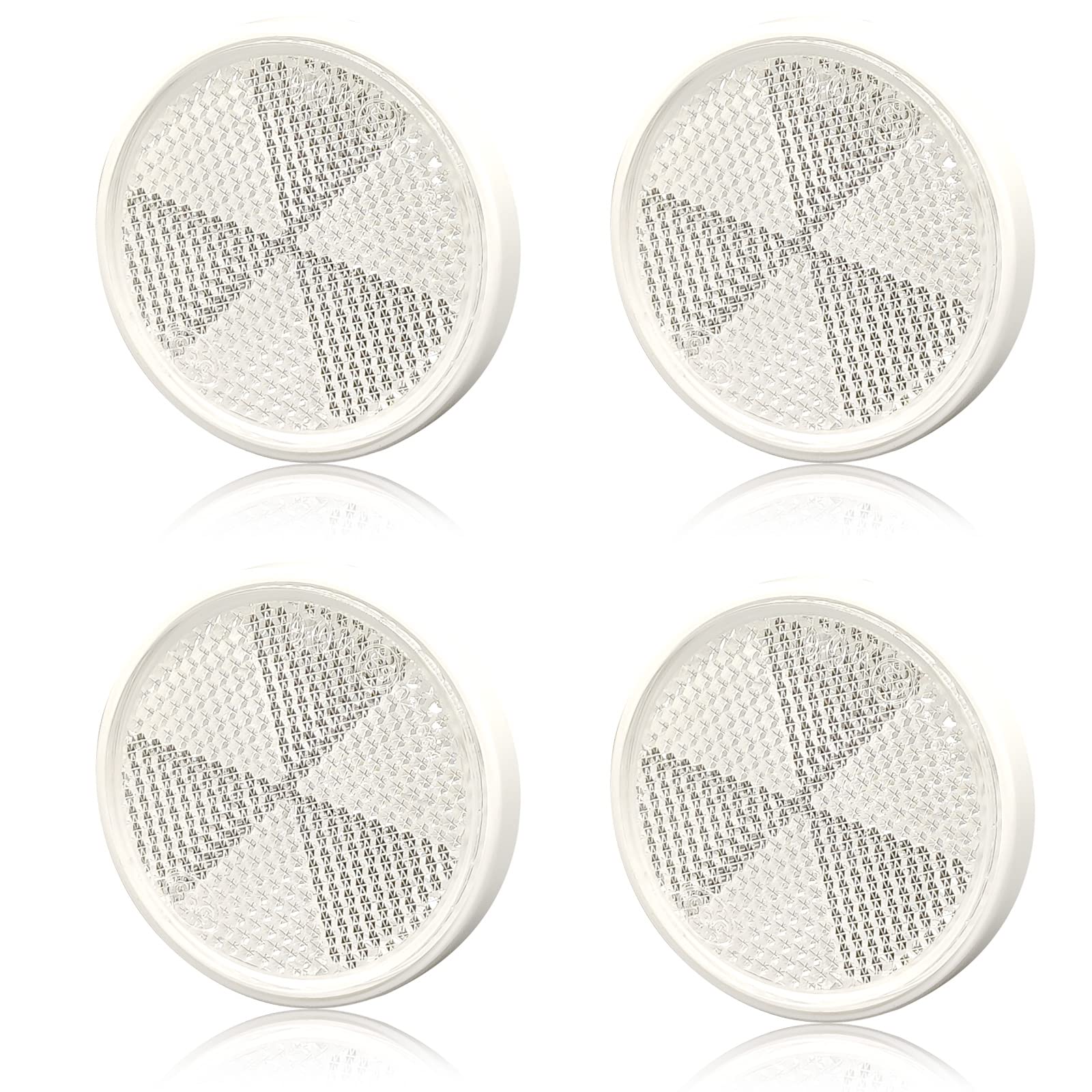 AOJO 4 PCS 60 mm Rund KFZ Reflektoren Weiss Selbstklebend Weiß Signal Kunststoff Reflektor für PKW-Anhänger, LKW, Wohnwagen, Van, Garage, Deck AOJO 4 PCS 60 mm Rund KFZ Reflektoren Weiss Selbstklebend Weiß Signal Kunststoff Reflektor für PKW-Anhänger, LKW, Wohnwagen, Van, Garage, Deck von AOJO