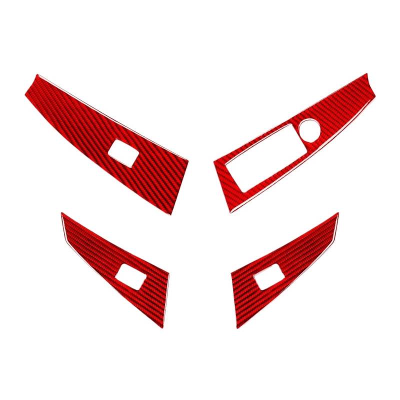 Auto Innenraum Zubehör Carbon Fiber Fensterheber Schalter Taste Trim Abdeckung Auto Innenräume Zubehör Dekoration Aufkleber Für 5 Series E60 2004 2005 2006 2007 Auto Interieur Panel Trim(Red RHD B) von Aokvoh