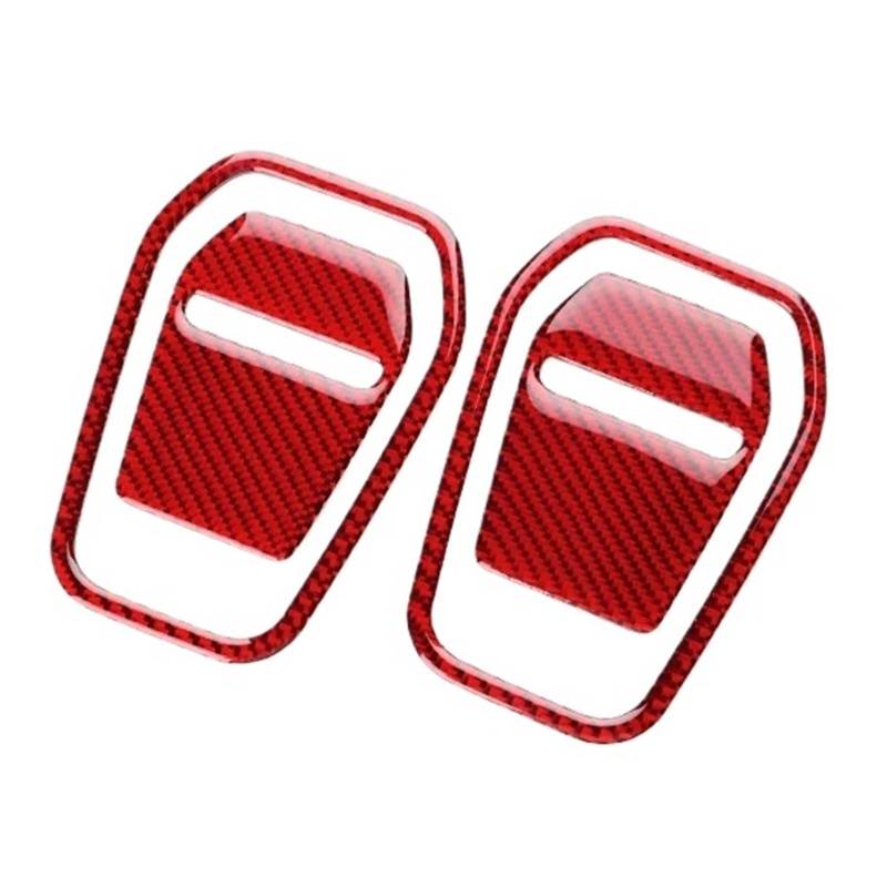 Auto Innenraum Zubehör Echte Weiche Carbon-Faser-Aufkleber Schmücken LHD RHD Autositz Griff Dekor Innenverkleidung Für Ford Für Mustang GT Dark Horse EcoBoost 2024 2025 Auto Interieur Panel Trim(Red C von Aokvoh