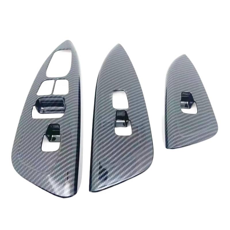 Auto Innenraum Zubehör Für Hyundai Für Veloster JS 2019 2020 2021 2022 3 Stück Carbon Faser Stil ABS Fenster Schalter Taste Panel Abdeckung Trim Auto Interieur Panel Trim von Aokvoh