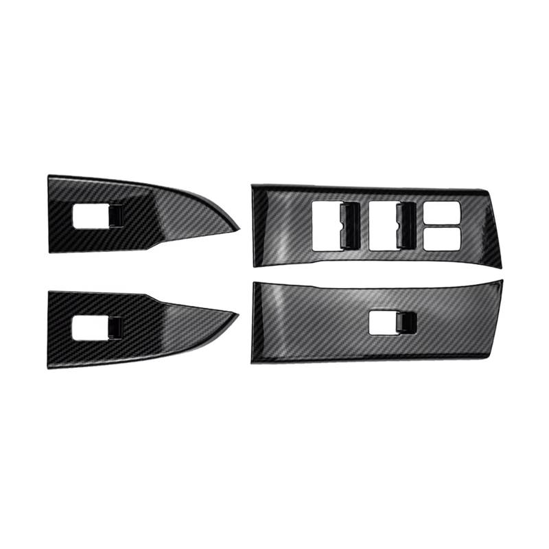 Auto Innenraum Zubehör Für ISUZU Für D-MAX Für MU-X 2012 2013 2014 2015 2016 2017 2018 2019 4-teilige Kohlefaser-Auto-Innenfenster-Lift-Trim-Schalter-Tastenfeld-Abdeckung Auto Interieur Panel Trim(RHD von Aokvoh