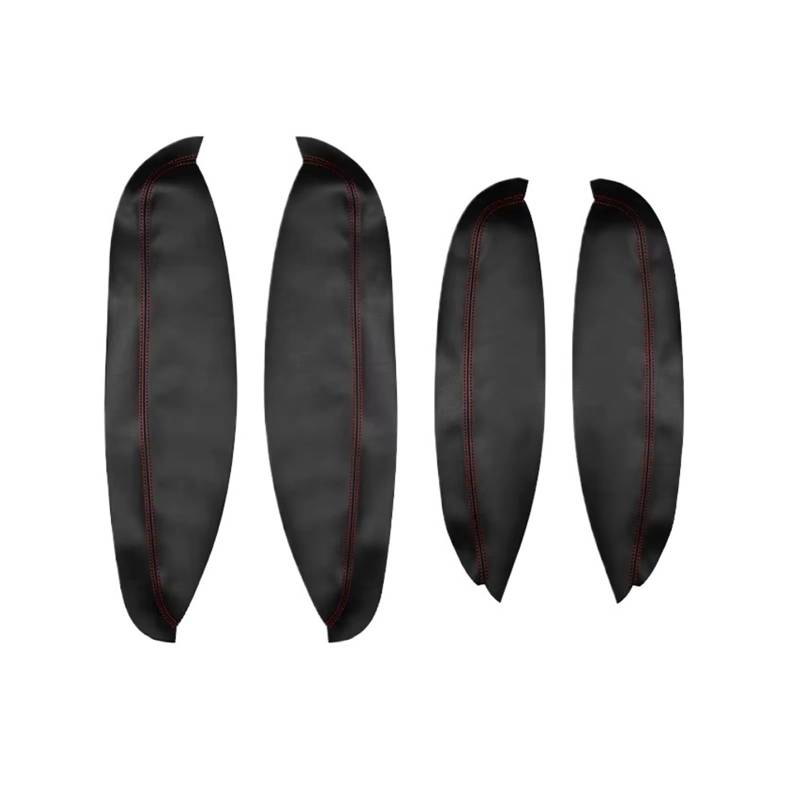 Auto Innenraum Zubehör Für Qashqai J10 2007-2015 4 Stück Auto-Styling Mikrofaser Leder Türarmlehnen Schutzabdeckung Seitenarmlehnen Panel Abdeckung Auto Interieur Panel Trim(Black-red line) von Aokvoh