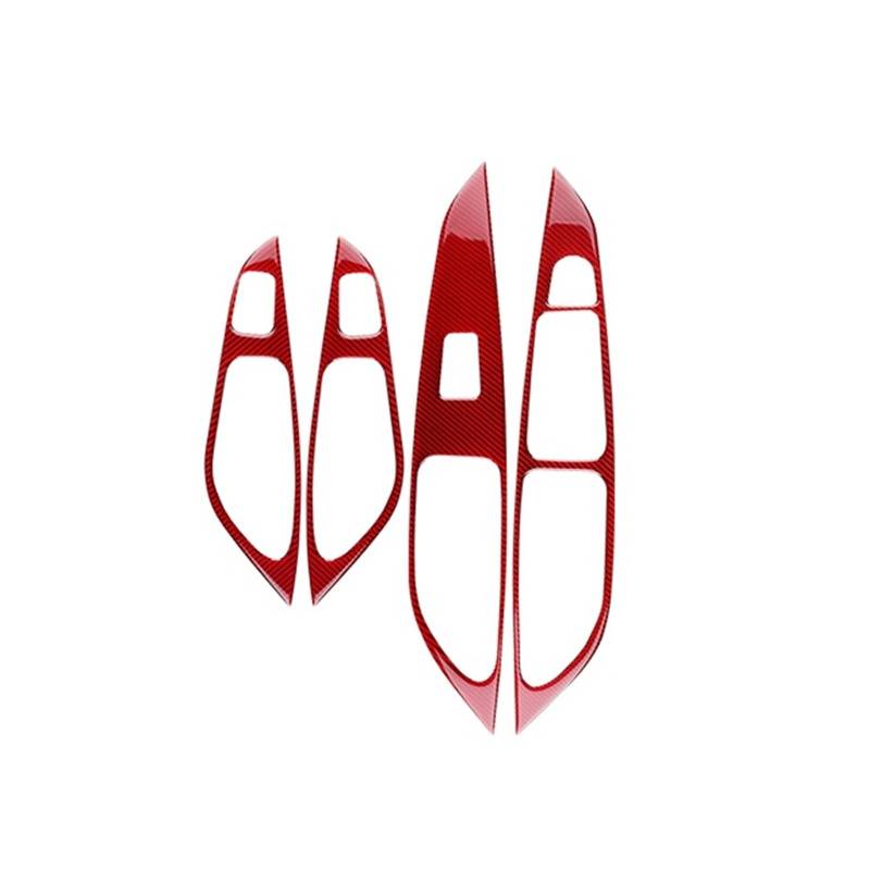 Auto Innenraum Zubehör Für Seat Für Leon MK3 2013 2014 2015 Echte Weiche Carbon Faser Aufkleber LHD RHD Auto Fensterheber Rahmen Panel Trim Innen Zubehör Auto Interieur Panel Trim(RHD Red Carbon) von Aokvoh