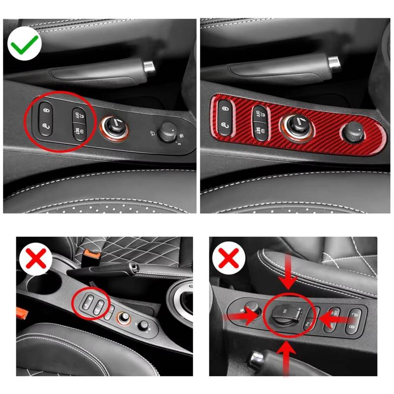 Auto Innenraum Zubehör Real Carbon Fiber Aufkleber Auto Innen LHD RHD Auto Türschloss Für Seat Für Leon Für Altea 2005 2006-2011 2012 Für Toledo 2005-2009 Getriebe Auto Interieur Panel Trim(Type A Red von Aokvoh