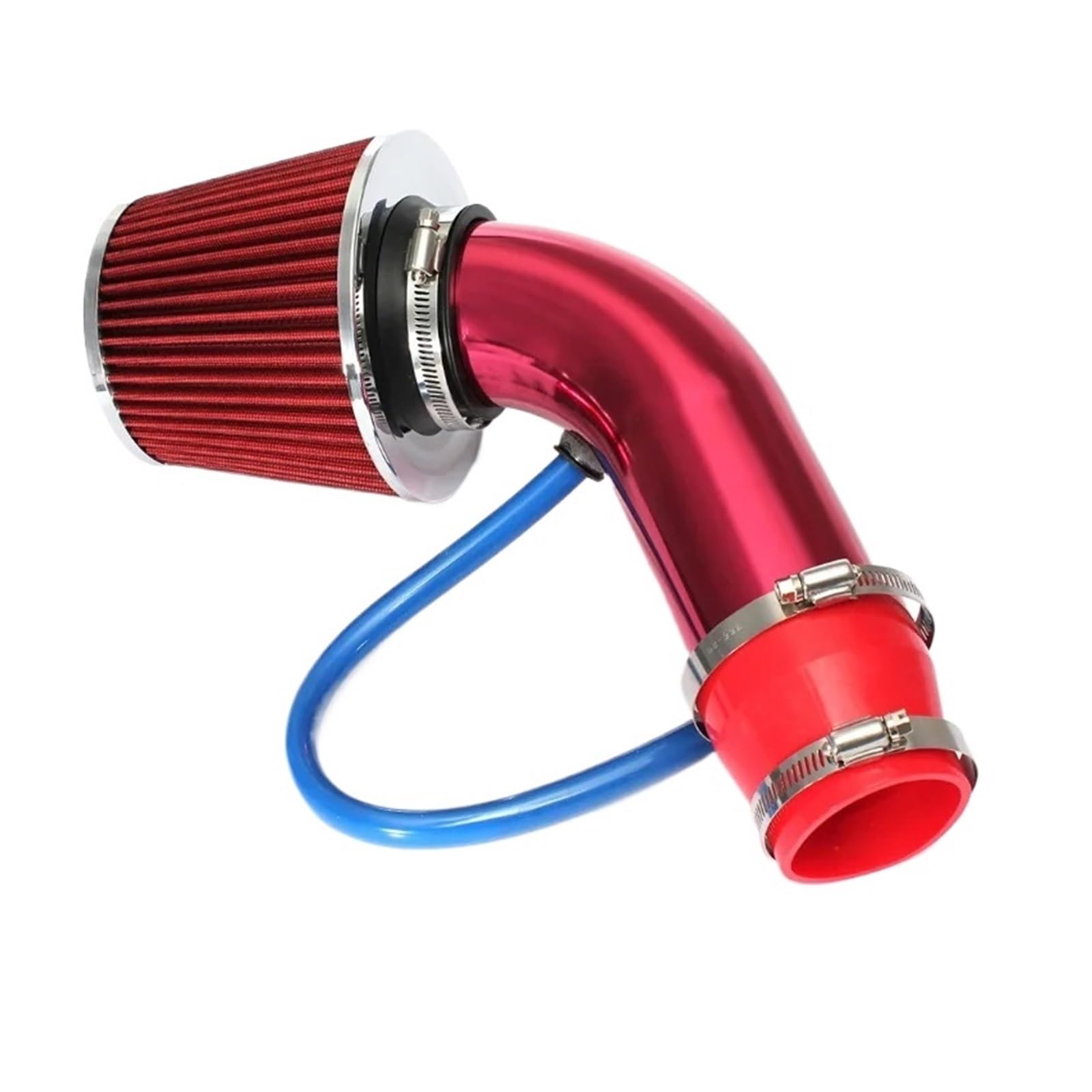 Luftansaugschlauch Aluminium Mit Konischem Luftfiltereinlass 76 Mm Universal-Kaltluftansaugsystem Für Autorennen Turbo-Induktionsrohr-Set Auto Ansaugschlauch(Red) von Aokvoh