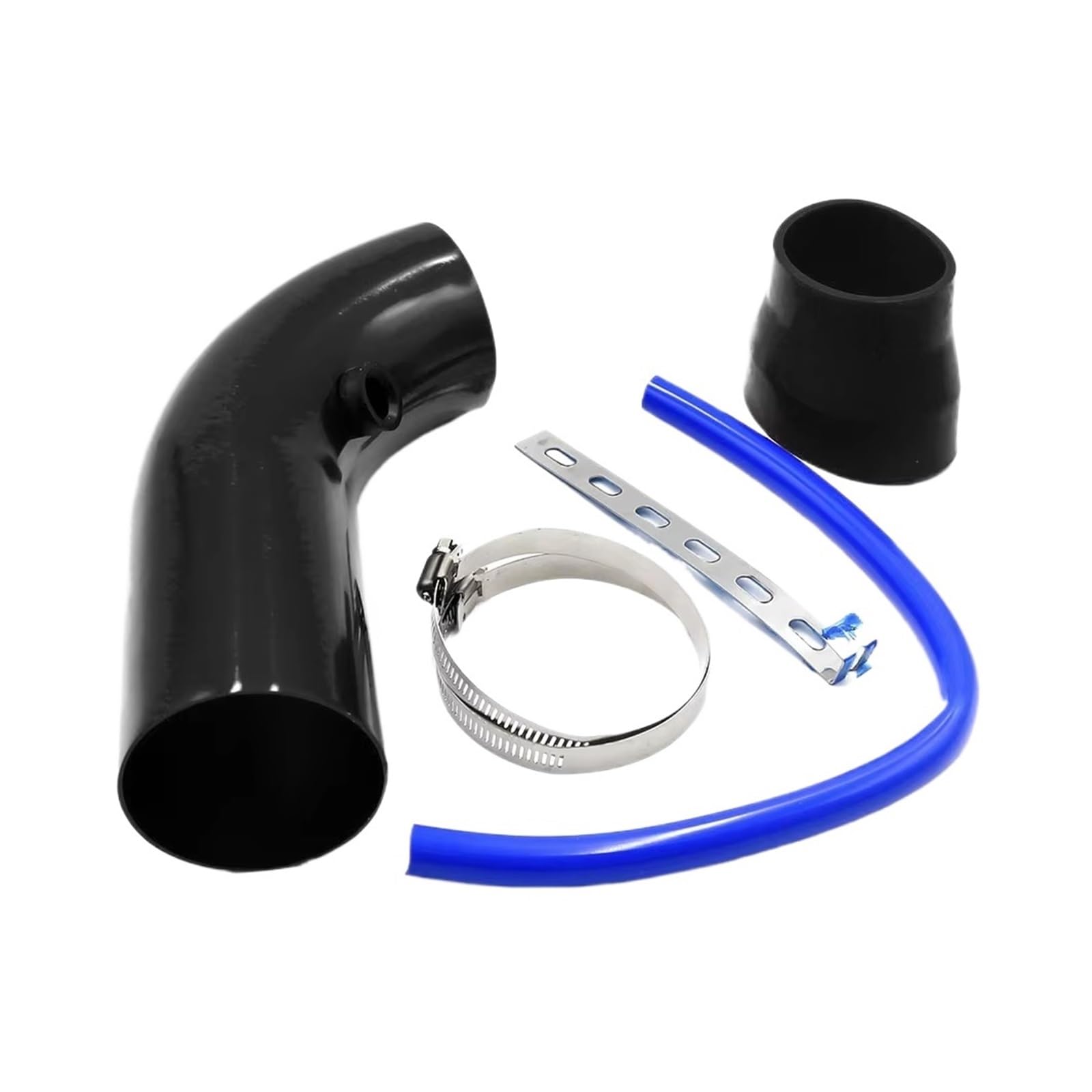 Luftansaugschlauch Universal Aluminium Auto Luftansaugrohr Kit Rohre Kaltluftansaugsystem Kanalrohr Kit Luftfilter 3'' Zoll 76mm Auto Ansaugschlauch(Black) von Aokvoh